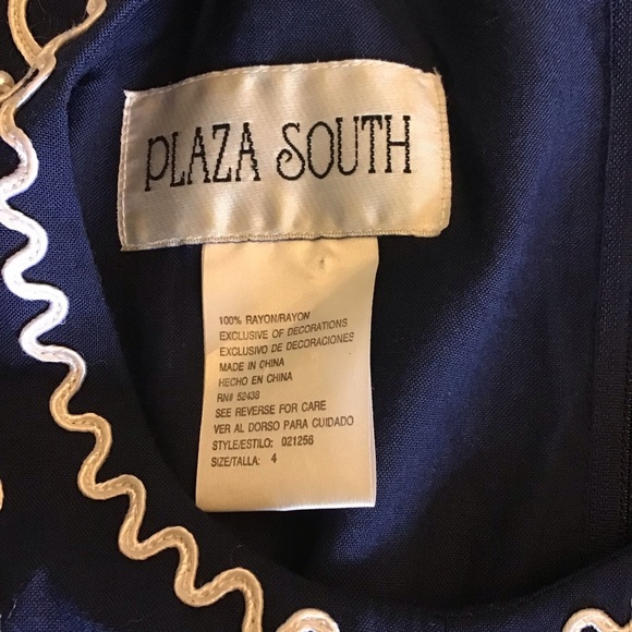 Plaza South Vintage Blue Beaded Short Sleeve Secretary Popover Dress Size 4 - Picture 8 of 8